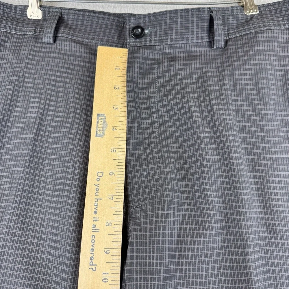 Bolle‎ Golf Tech Shorts Mens 40 Gray Plaid Stretch Bermuda Casual Flat